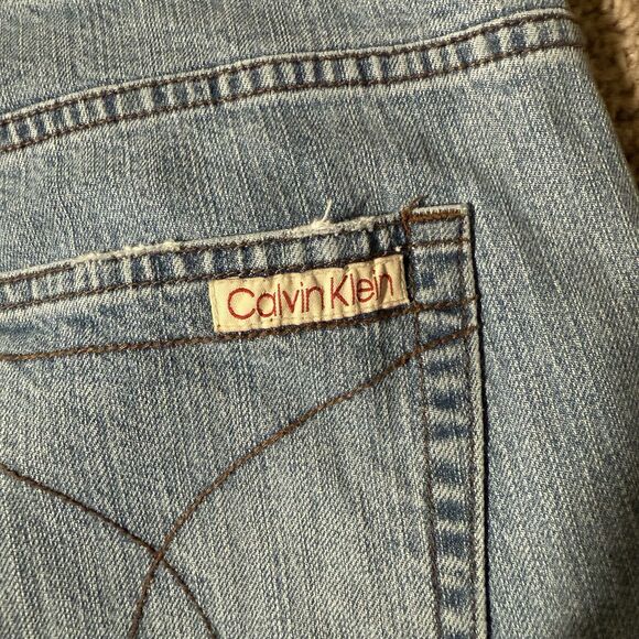 Calvin Klein Women's Light Wash Capri Wide Jeans High Rise Stretch Denim Y2K 14 - Picture 6 of 11